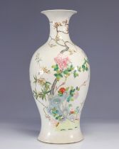 Large porcelain vase of the rose family with vegetal decoration mark under the piece