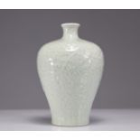 Meiping celadon vase with floral decoration Kangxi brand