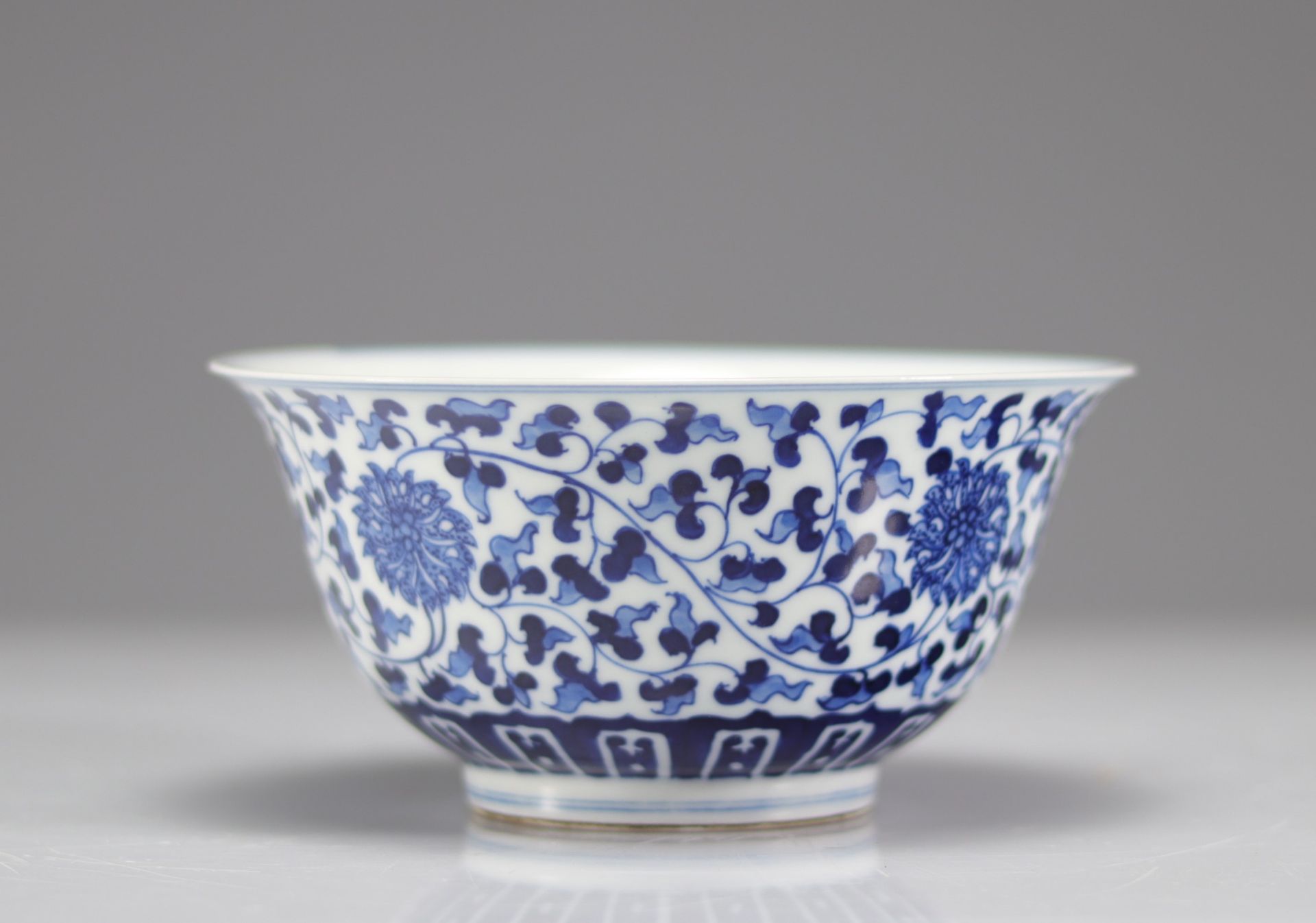 Blue white porcelain bowl with double circles mark Ming style decoration