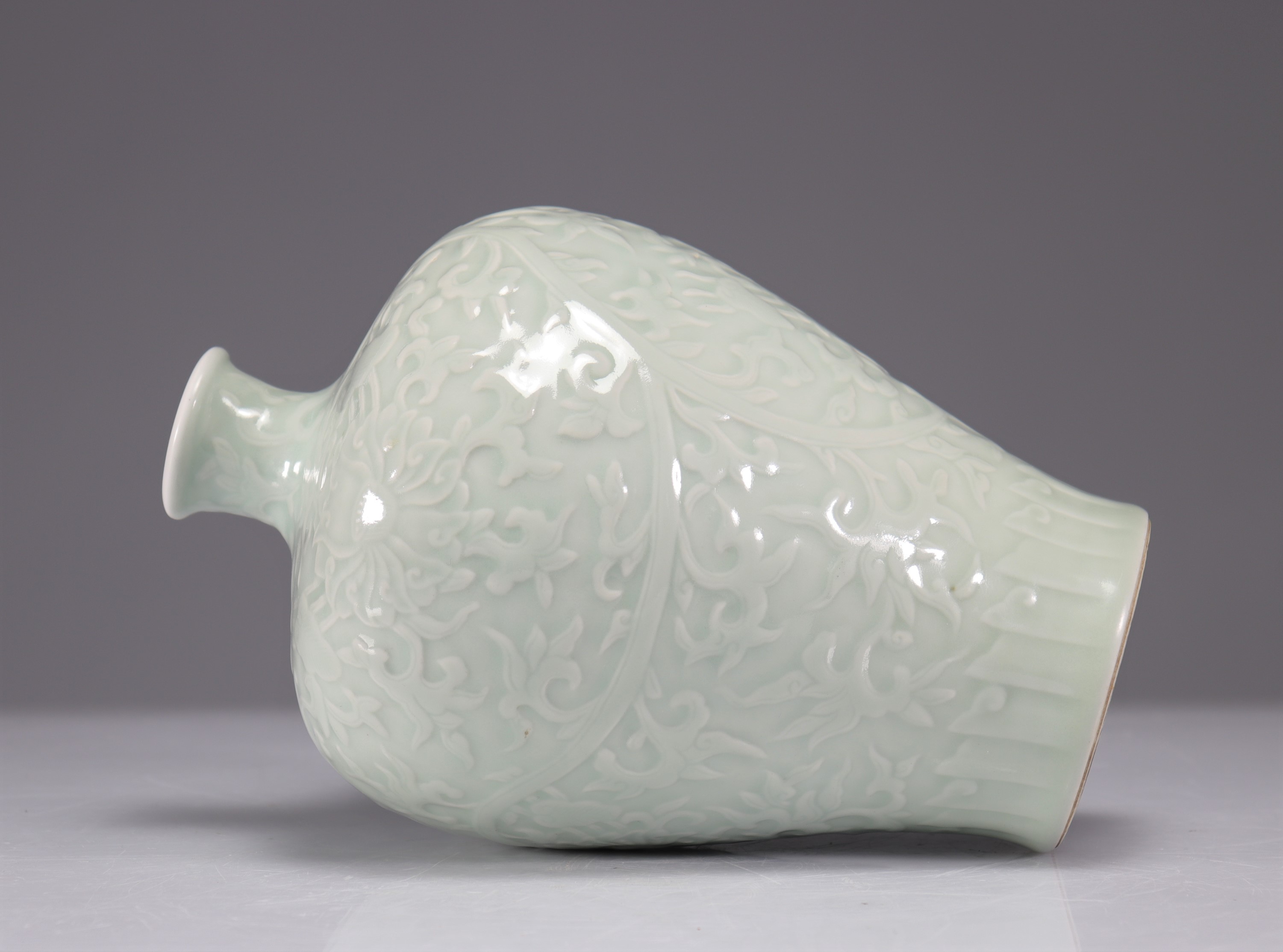 Meiping celadon vase with floral decoration Kangxi brand - Image 6 of 7