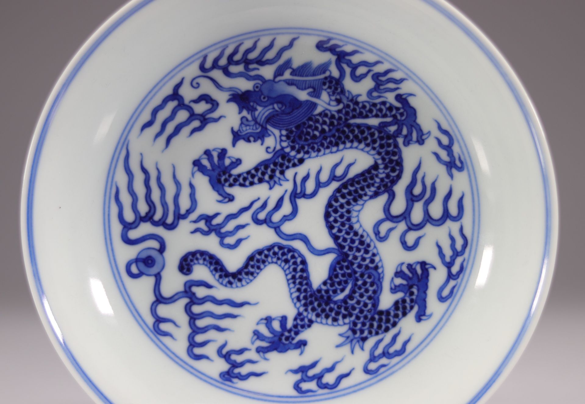 Blue white porcelain plate Dragon brand Guangxu - Bild 3 aus 7