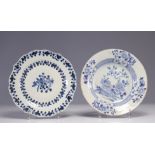 Plates (2) in blue white porcelain China XVIIIth Qianlong