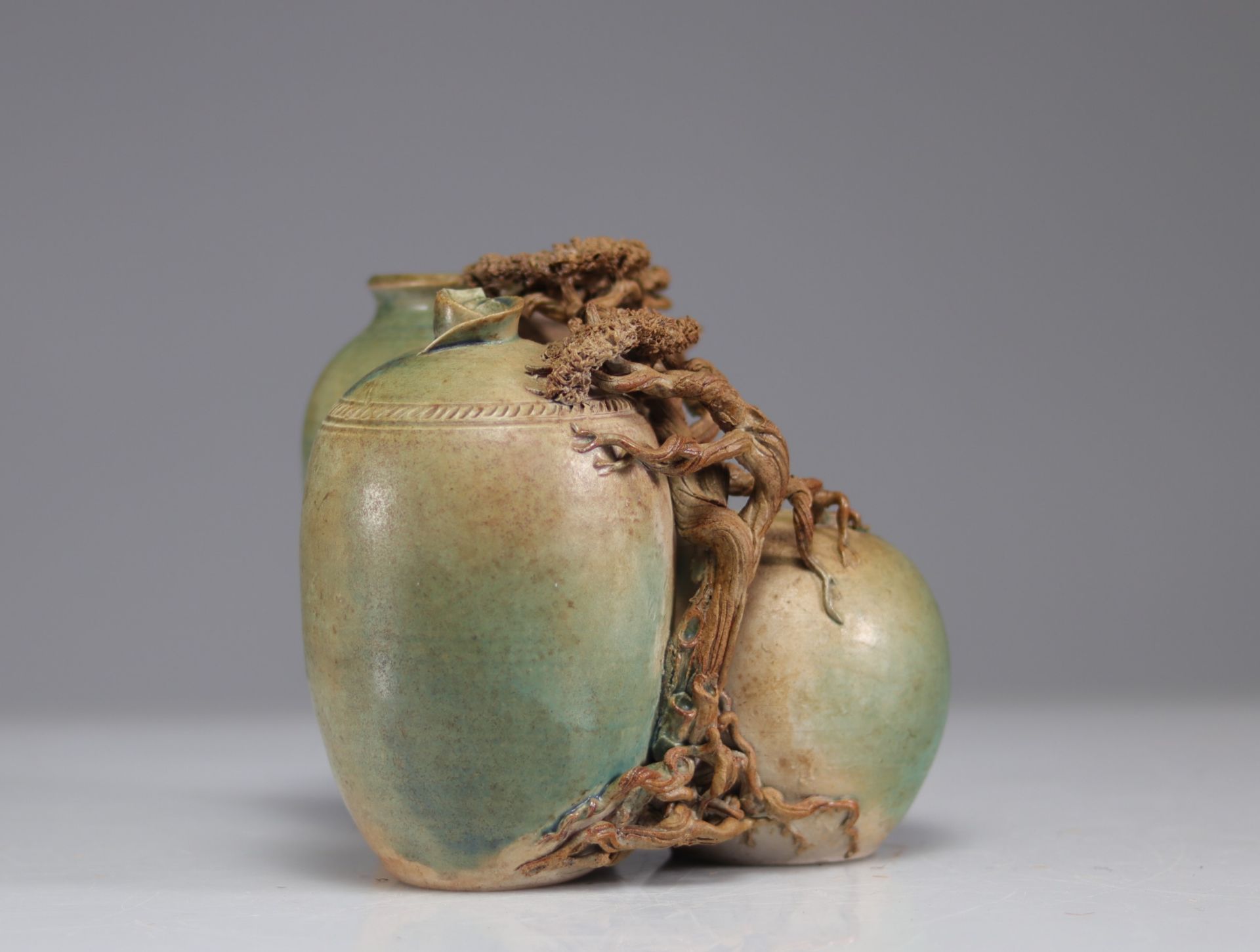 Japanese glazed earthenware vase - Image 2 of 4