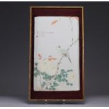 Quanjicai porcelain plaque decorated with an artist's signature bird circa 1900