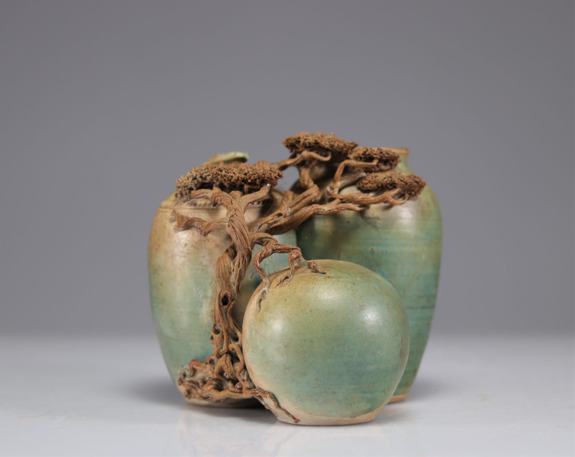 Japanese glazed earthenware vase - Image 3 of 4