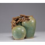 Japanese glazed earthenware vase