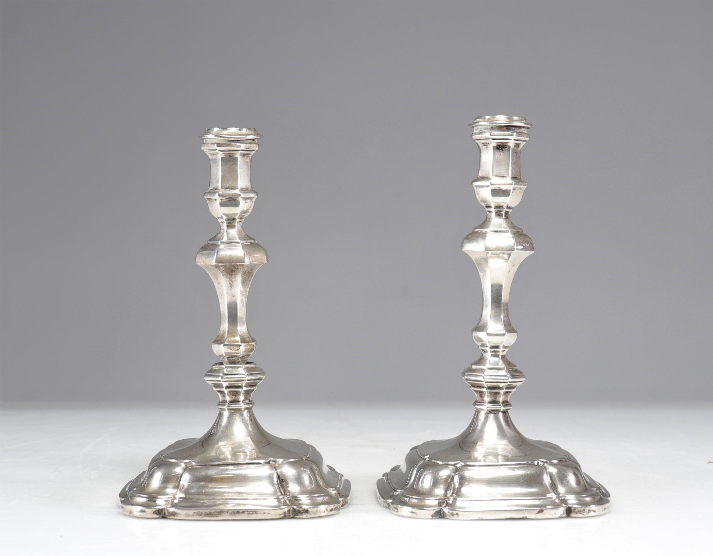 Pair of 18th Austro-Hungarian candlesticks in silver Hallmarks: V13