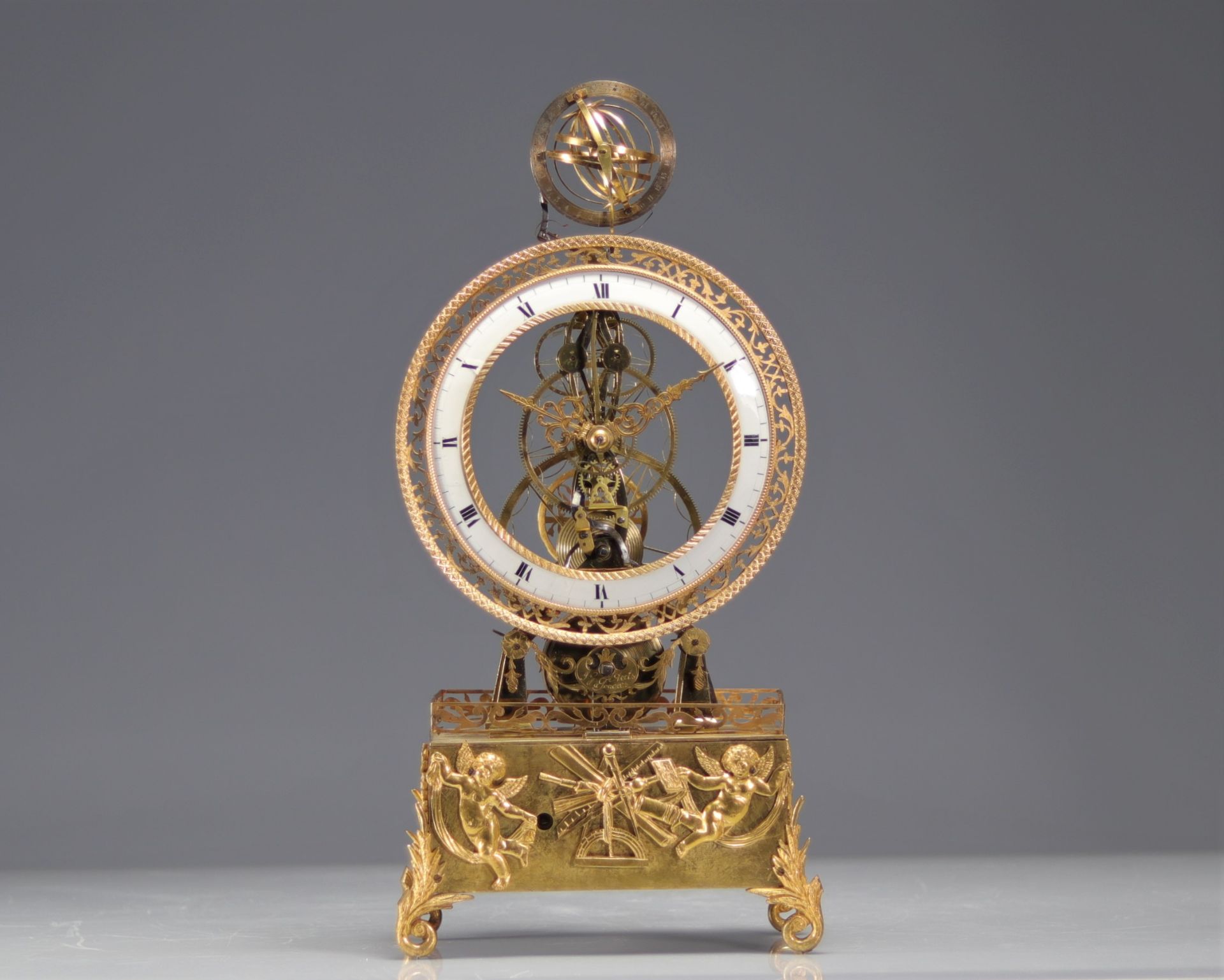 Rare skeleton clock with movement of the stars signed Aerts in Tongres - Image 8 of 8