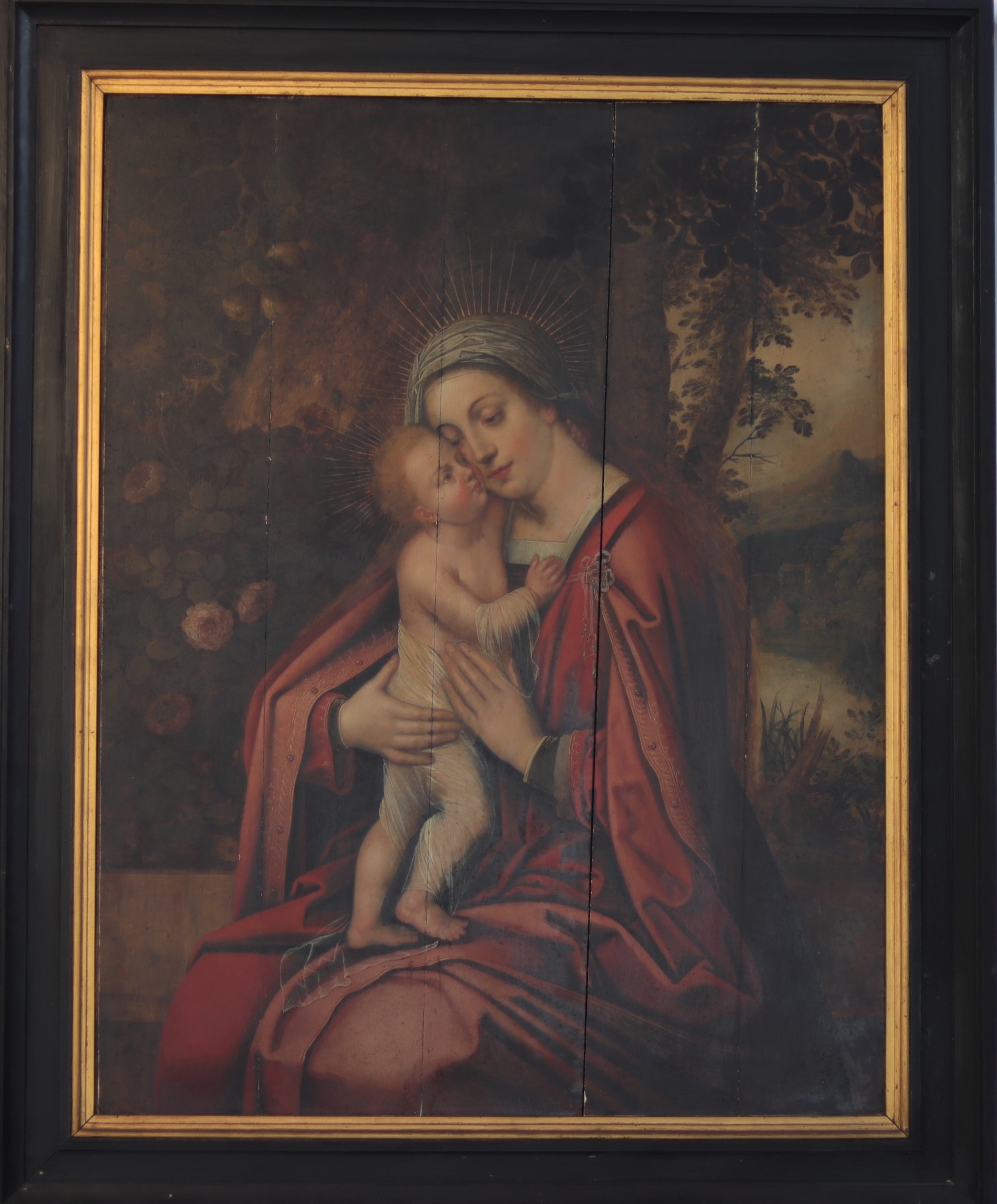 Imposing oil on panel (1m20) "Madonna and Child" late 16th Flemish school. - Image 4 of 4