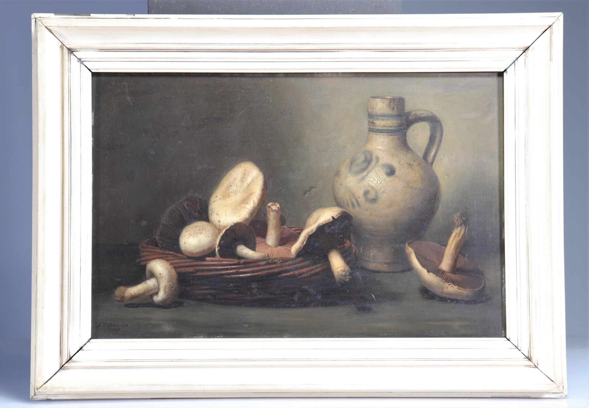 Johannes Hendrik EVERSEN (1906-1995) Oil "still life with mushrooms" - Image 2 of 2