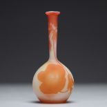 Galle orange soliflore vase decorated with flowers