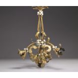 Art Nouveau bronze chandelier with mistletoe