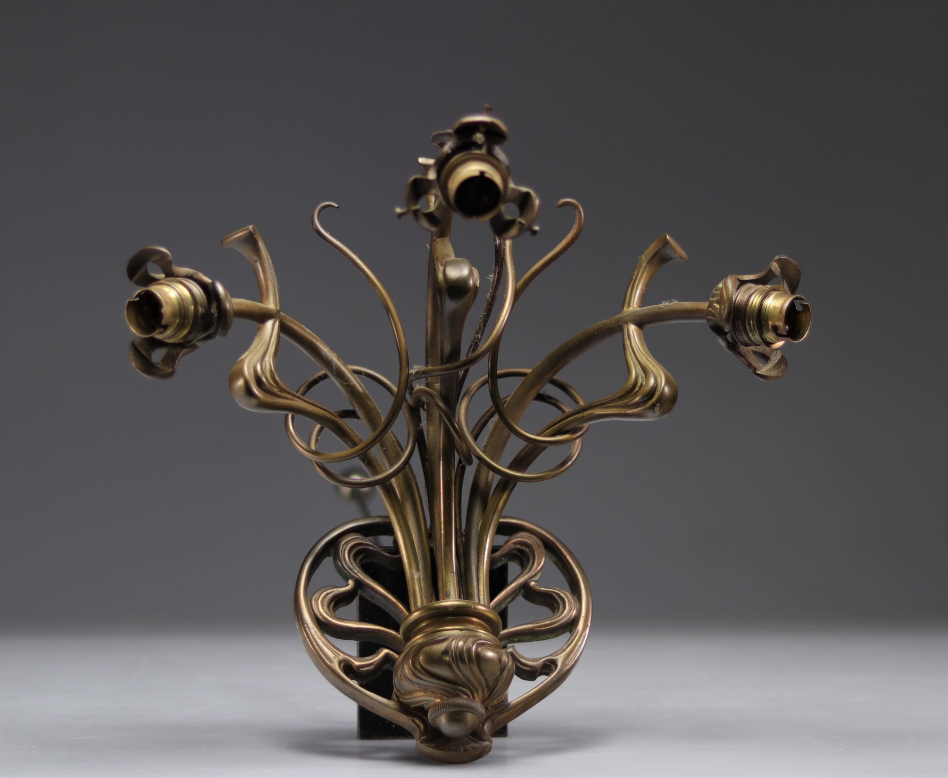 Art Nouveau bronze wall lamp