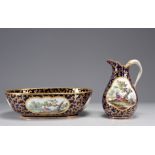 Exceptional jug and basin in Sevres porcelain 1765, painter Chapuis Aine