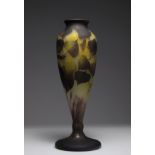 Large Daum Nancy vase decorated with plane tree leaves