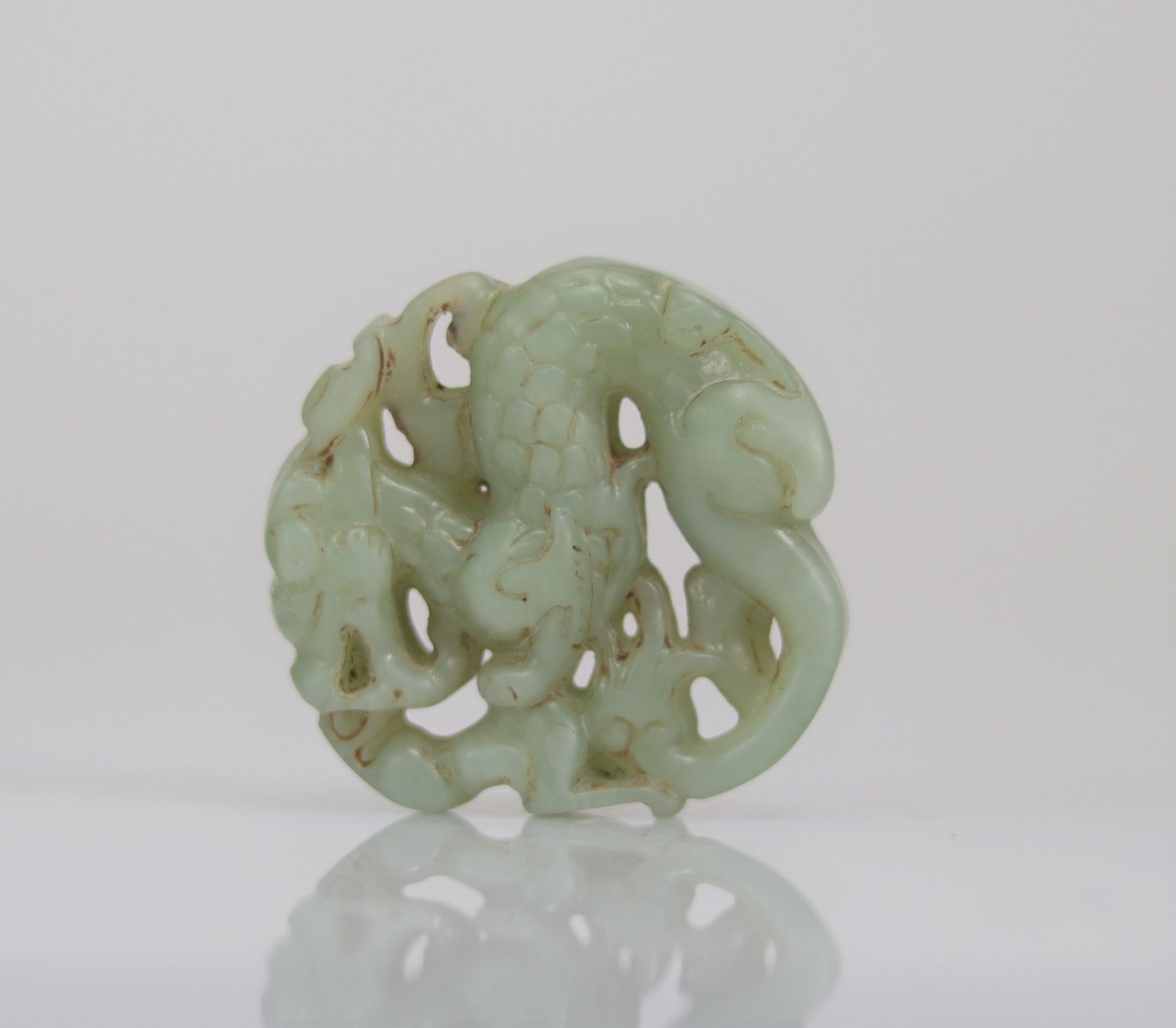 Jade carved pendant of a Qing period dragon