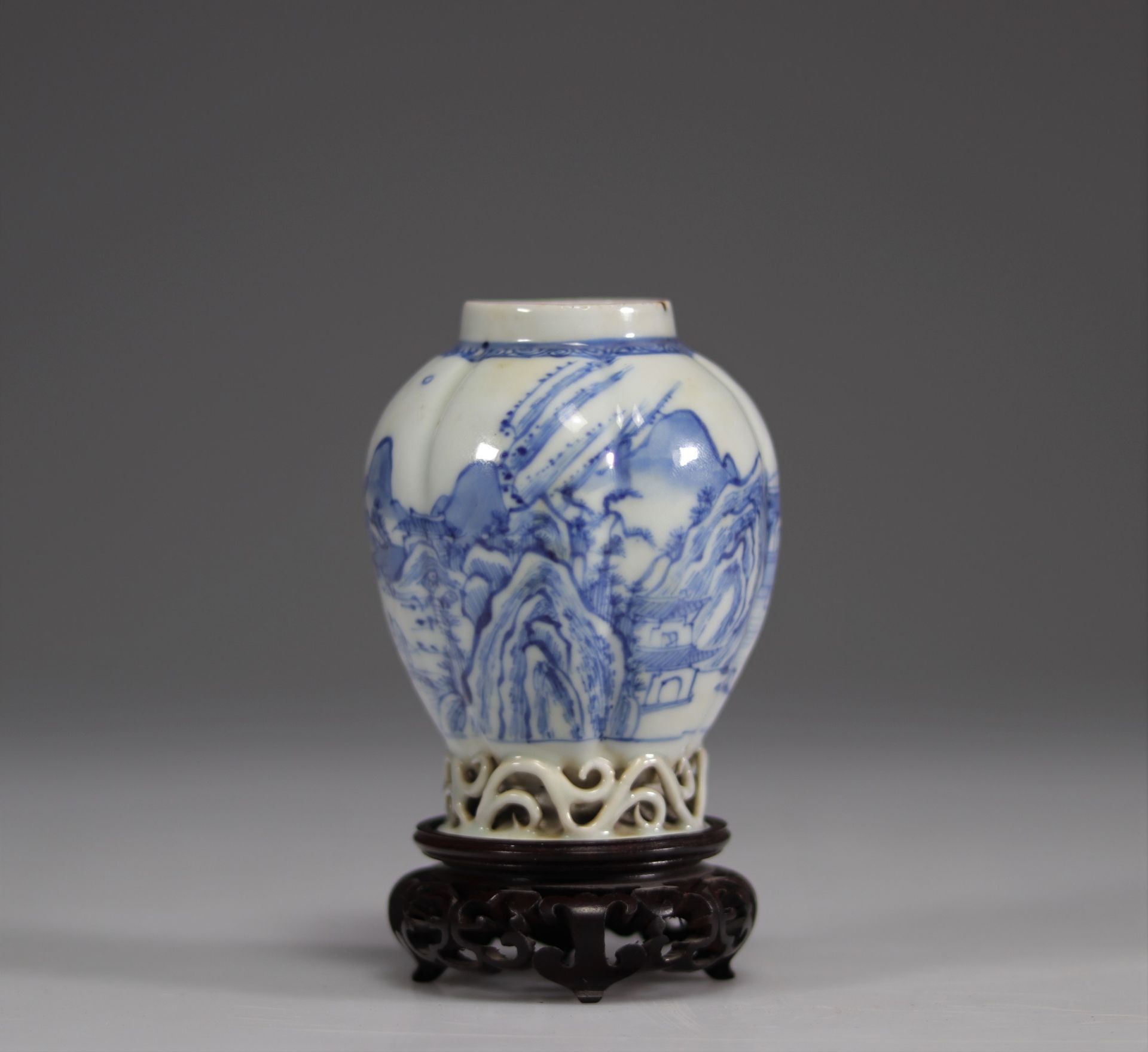 Qianlong blue white Chinese porcelain vase 18th