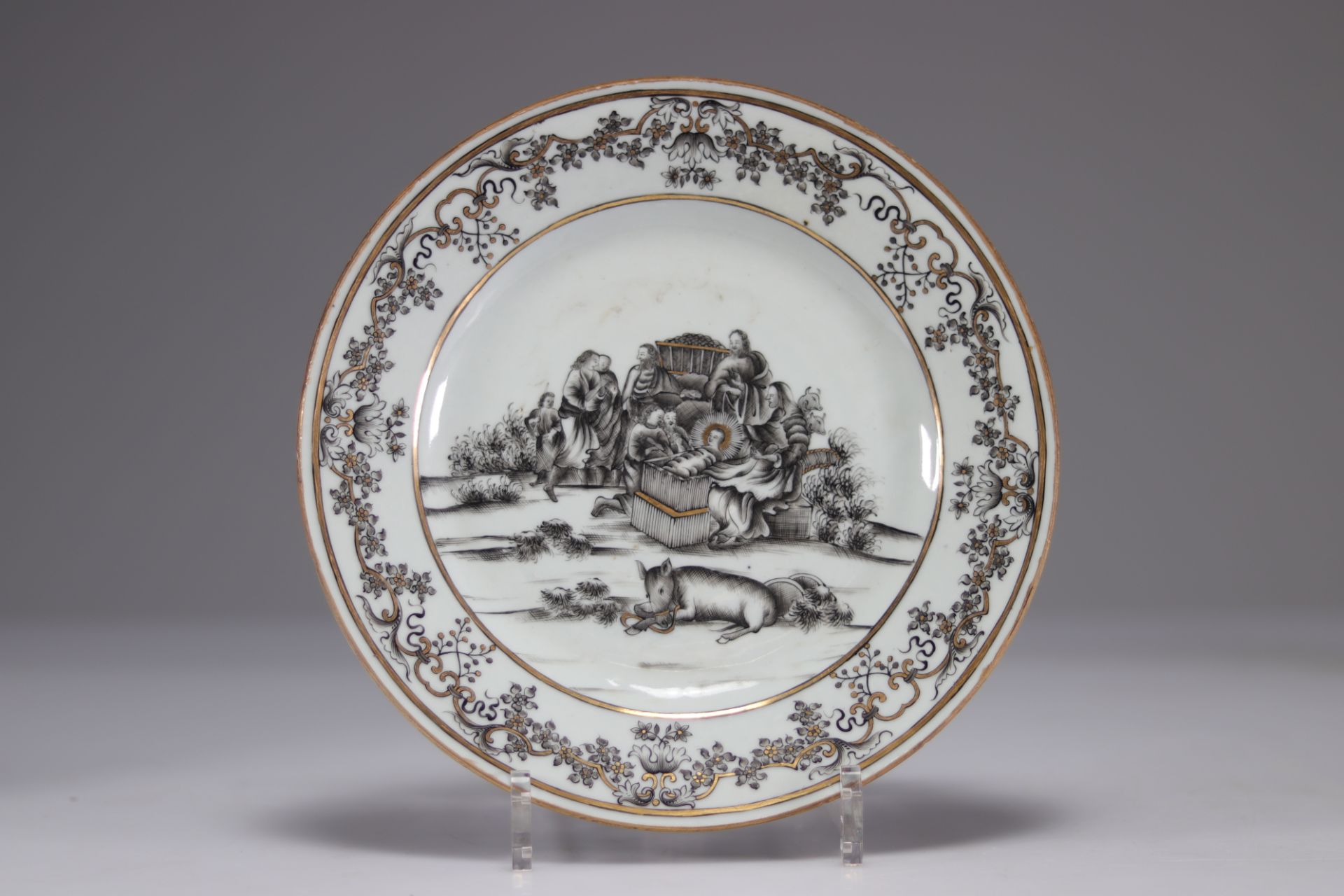 Chinese porcelain plate, "nativity scene", Qianlong