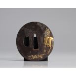 Japan Edo period (1603 - 1868). Tsuba iron and inlays.