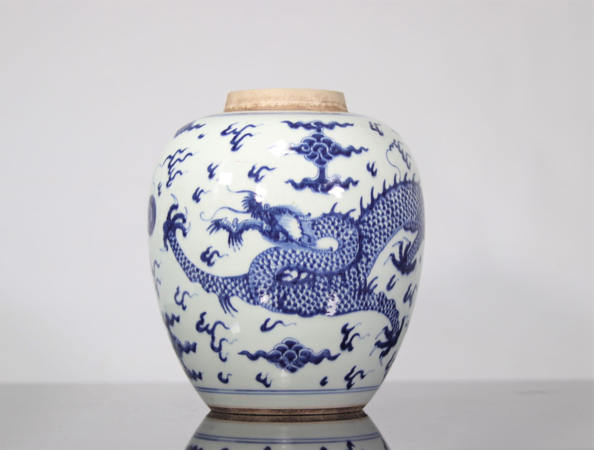 Blue white porcelain vase decorated with dragons mark in the circle