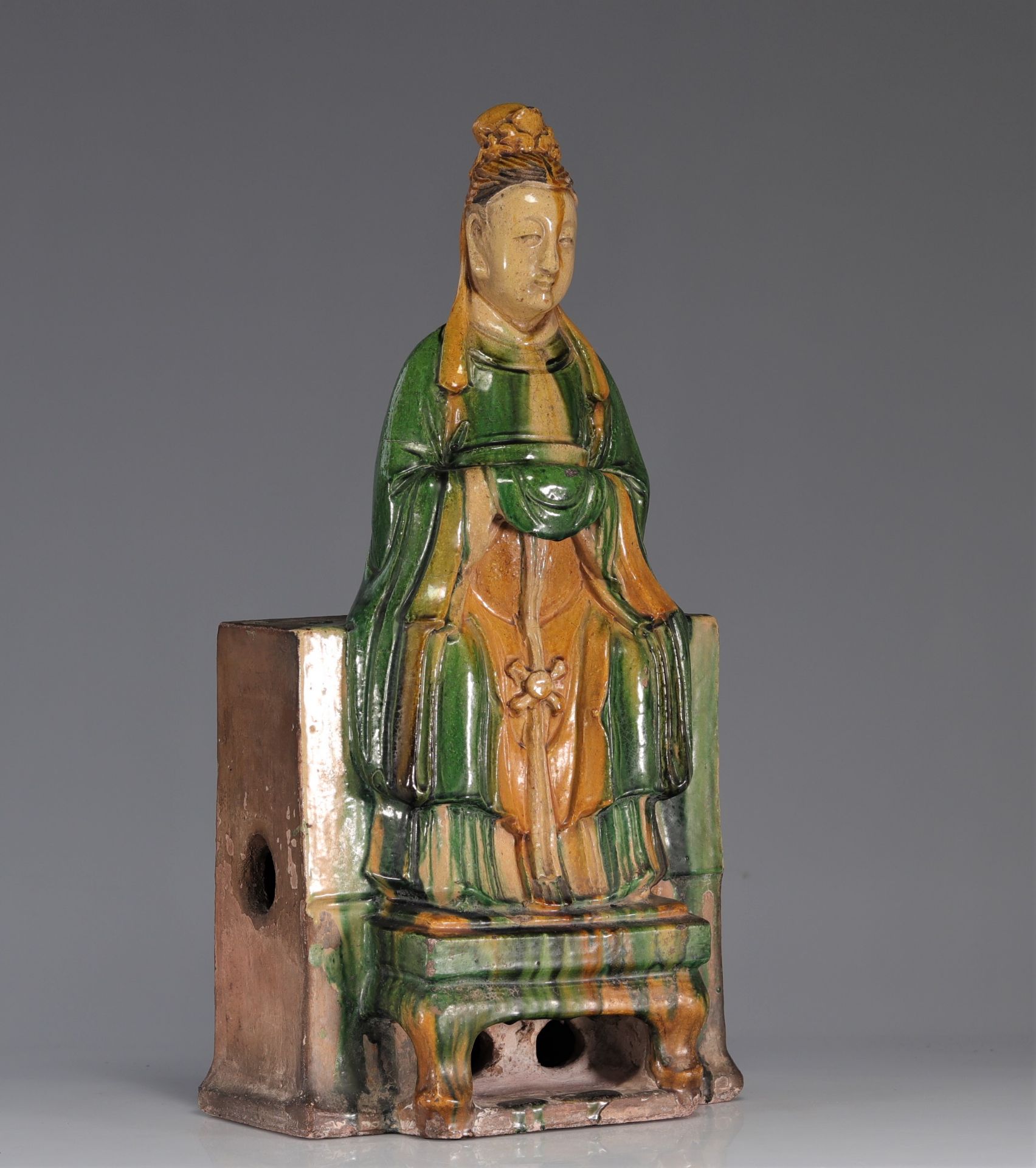 Figure in glazed sandstone Late Ming transition period 17th - Image 6 of 7