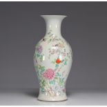 Famille rose porcelain vase decorated with flowers and birds