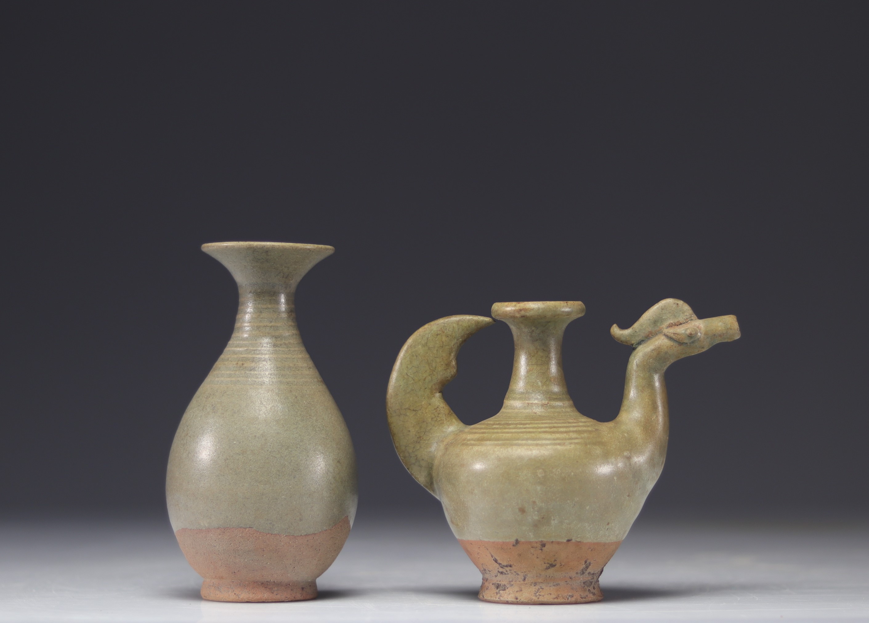 A celadon vase and jug, Sukhothai, 15th C.