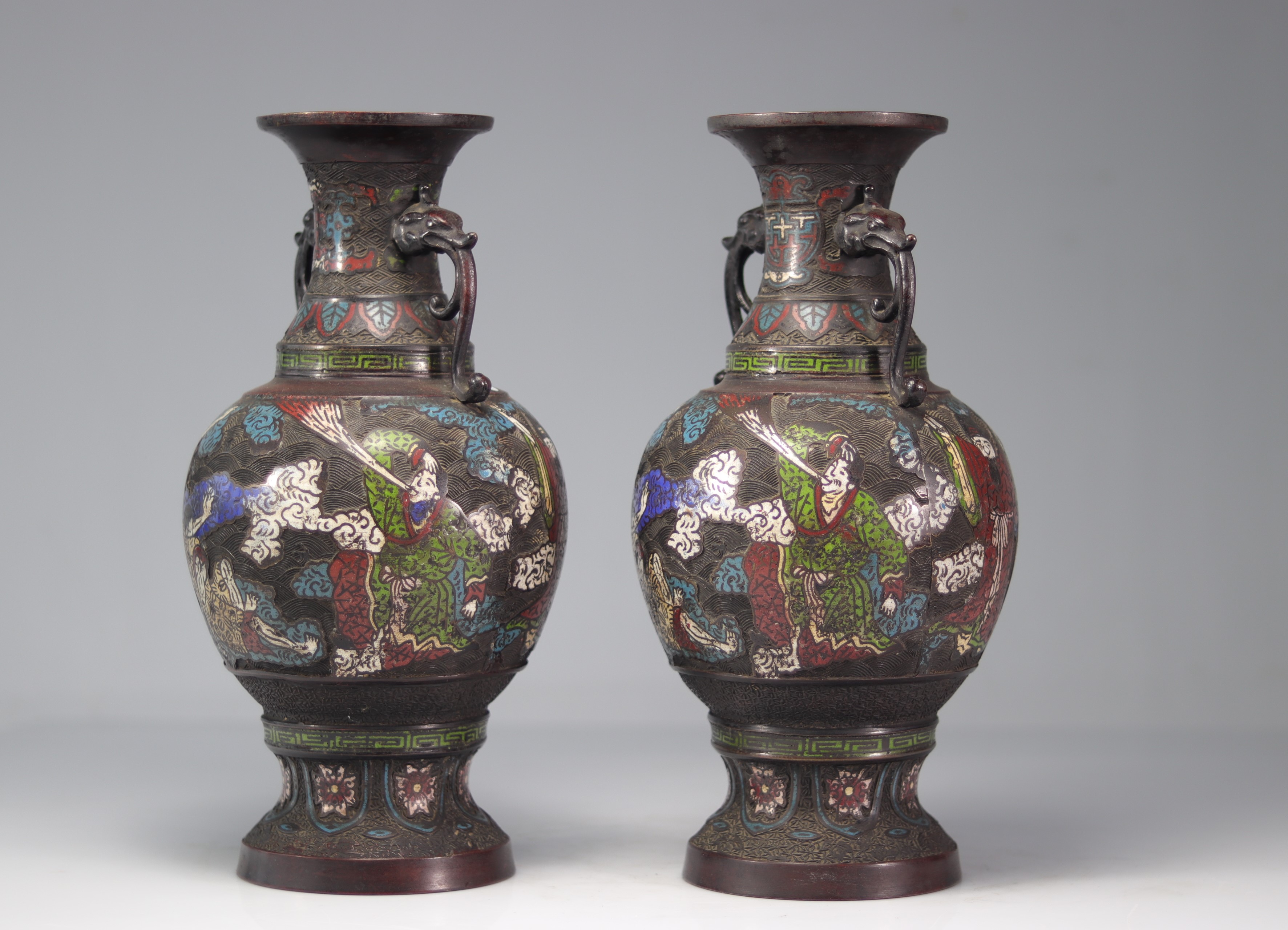 Pair of Asian cloisonne vases 19th