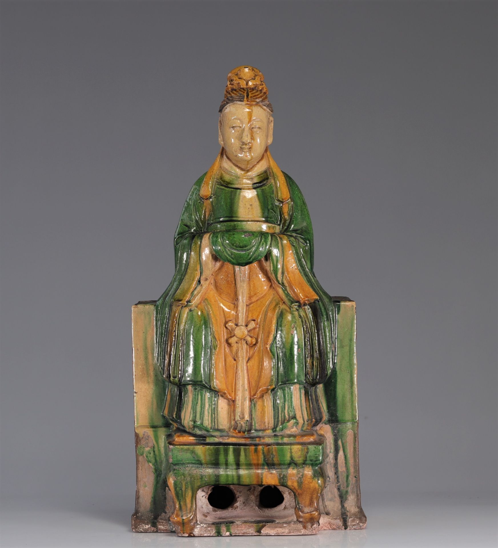Figure in glazed sandstone Late Ming transition period 17th