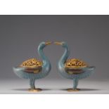 Pair of bronze cloisonne incense burners, Republic period