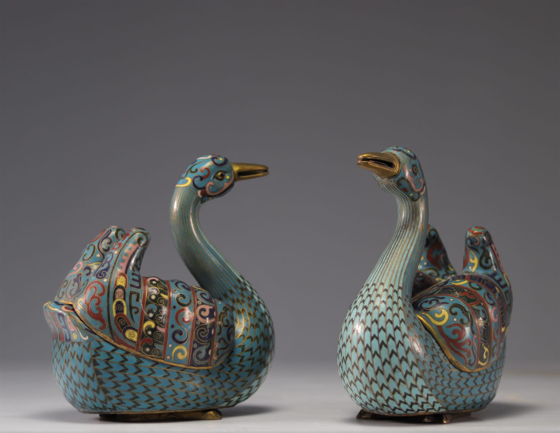 Pair of bronze cloisonne incense burners, Republic period - Image 2 of 5