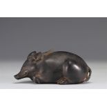 Japanese Bronze Meiji Period Wild Pig