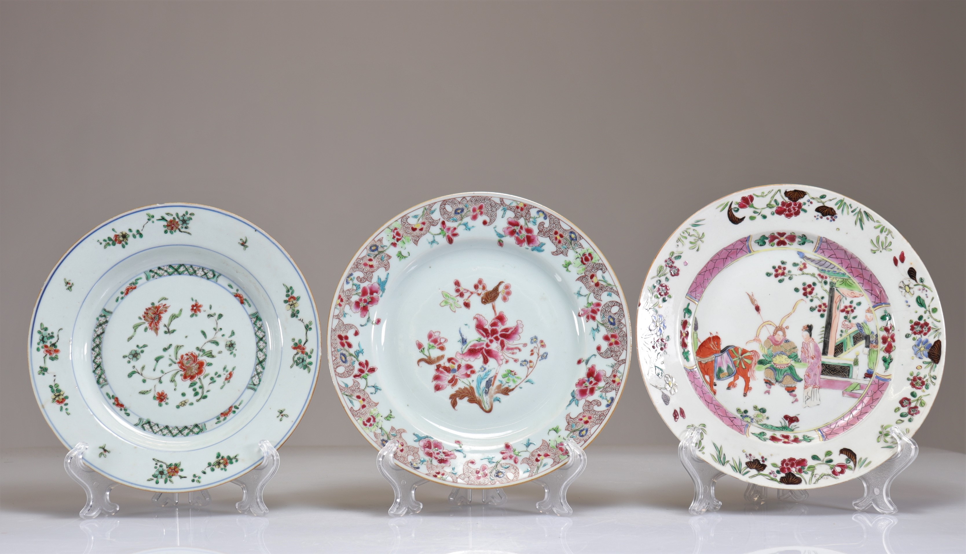 Plates (3) 18th century famille rose porcelain