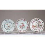 Plates (3) 18th century famille rose porcelain