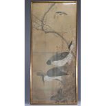 Painting on silk decorated with birds - China unknown period