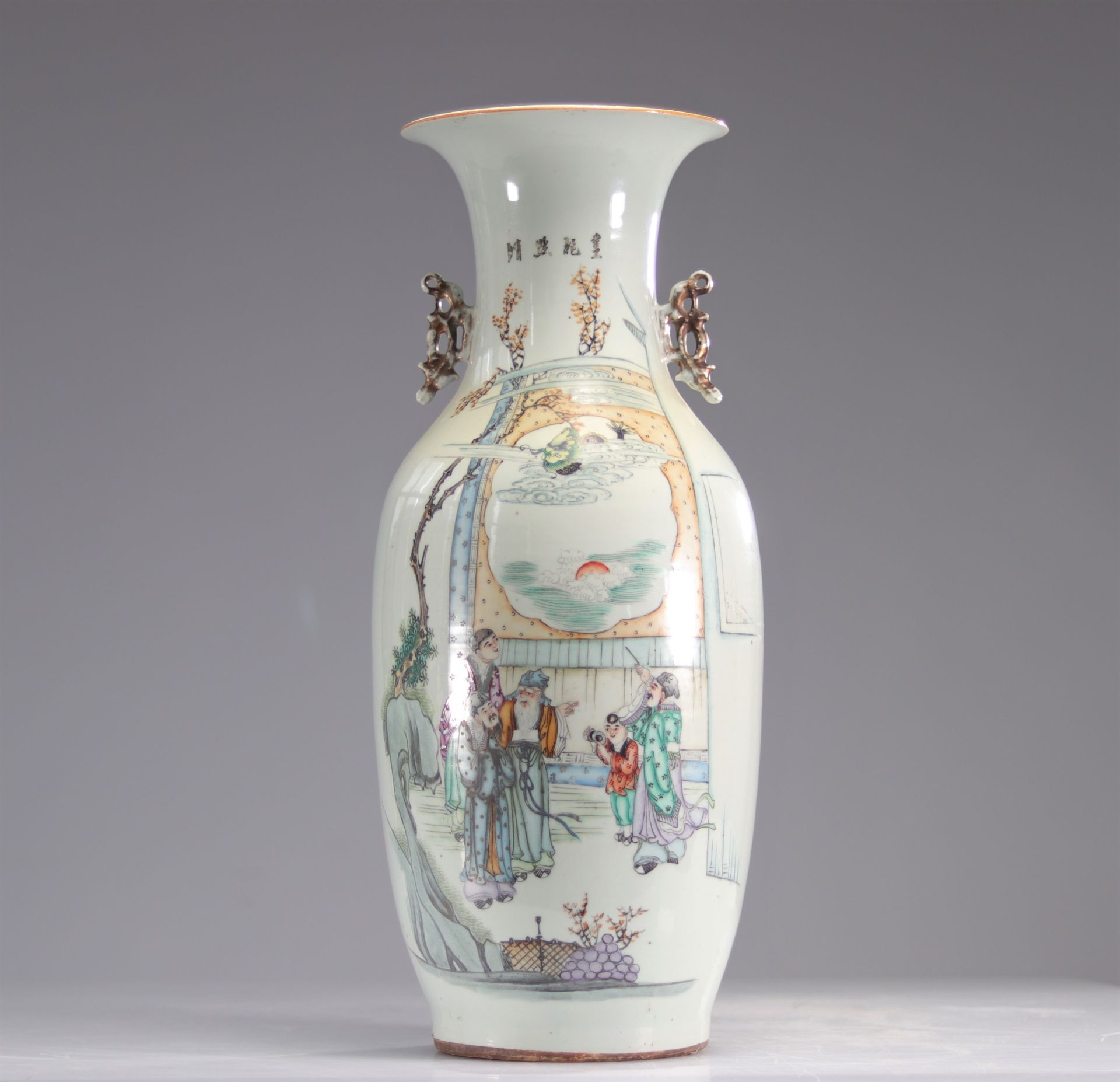Chinese qianjiang cai porcelain vase, signed