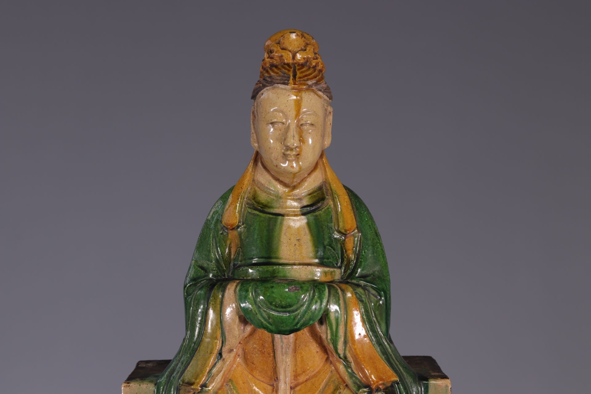 Figure in glazed sandstone Late Ming transition period 17th - Image 7 of 7