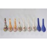 Spoons (9) in Chinese porcelain various decorations