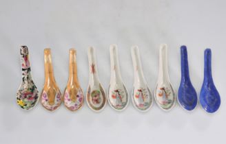 Spoons (9) in Chinese porcelain various decorations