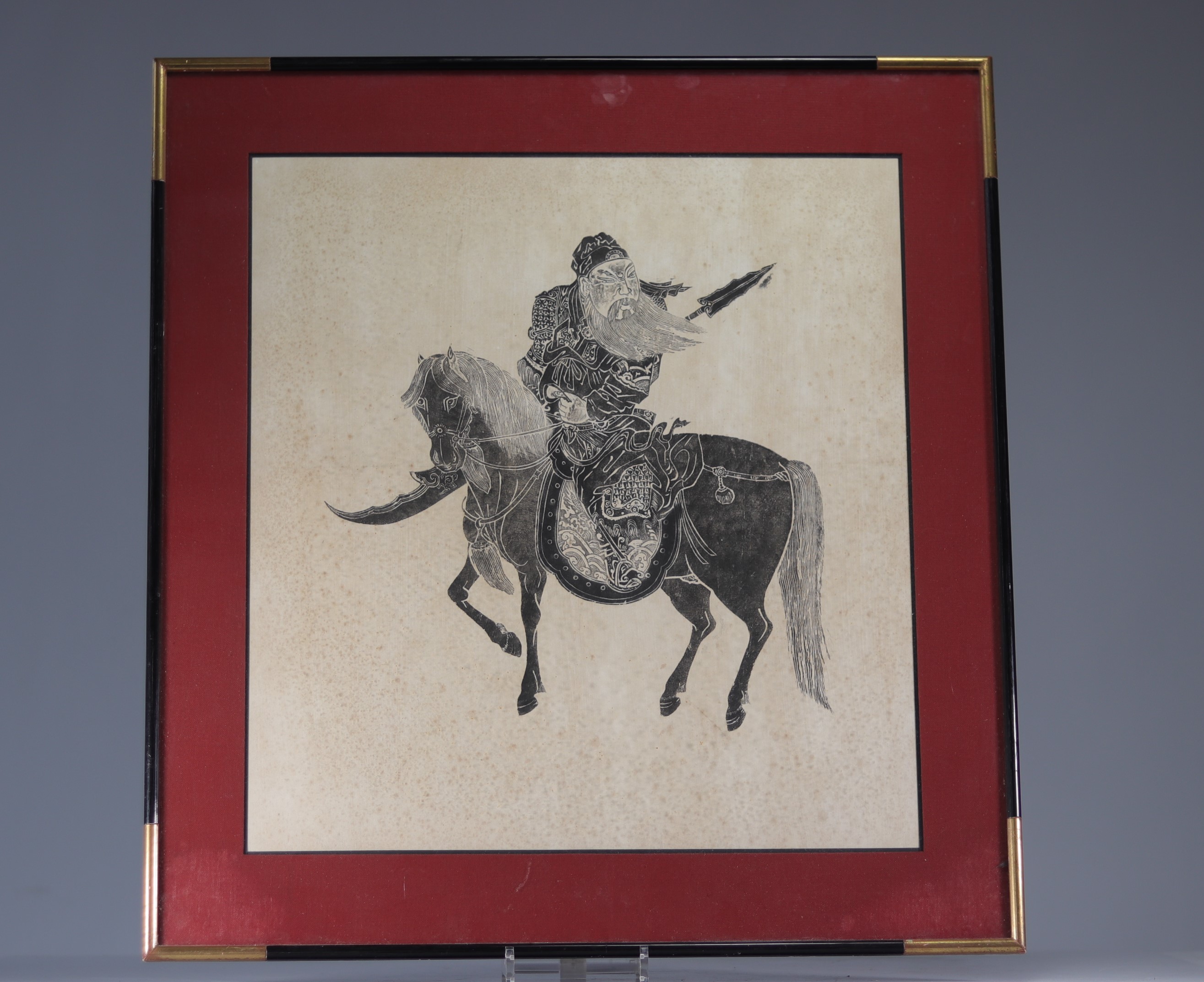 China engraving of a soldier on horseback