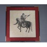 China engraving of a soldier on horseback