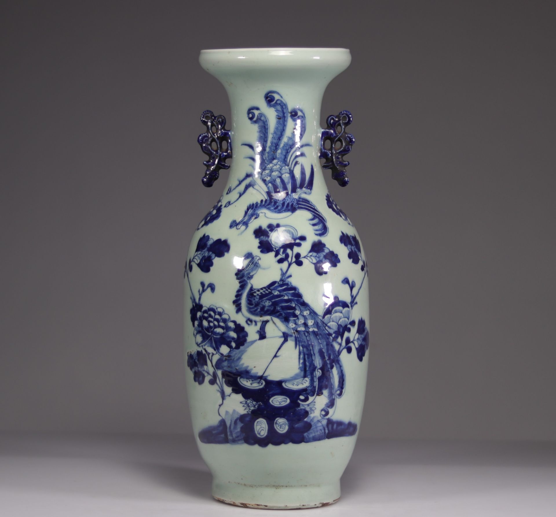 Celadon porcelain vase with 19th century phoenix decoration