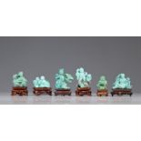 Lot of (6) Chinese Turquoise Sculptures