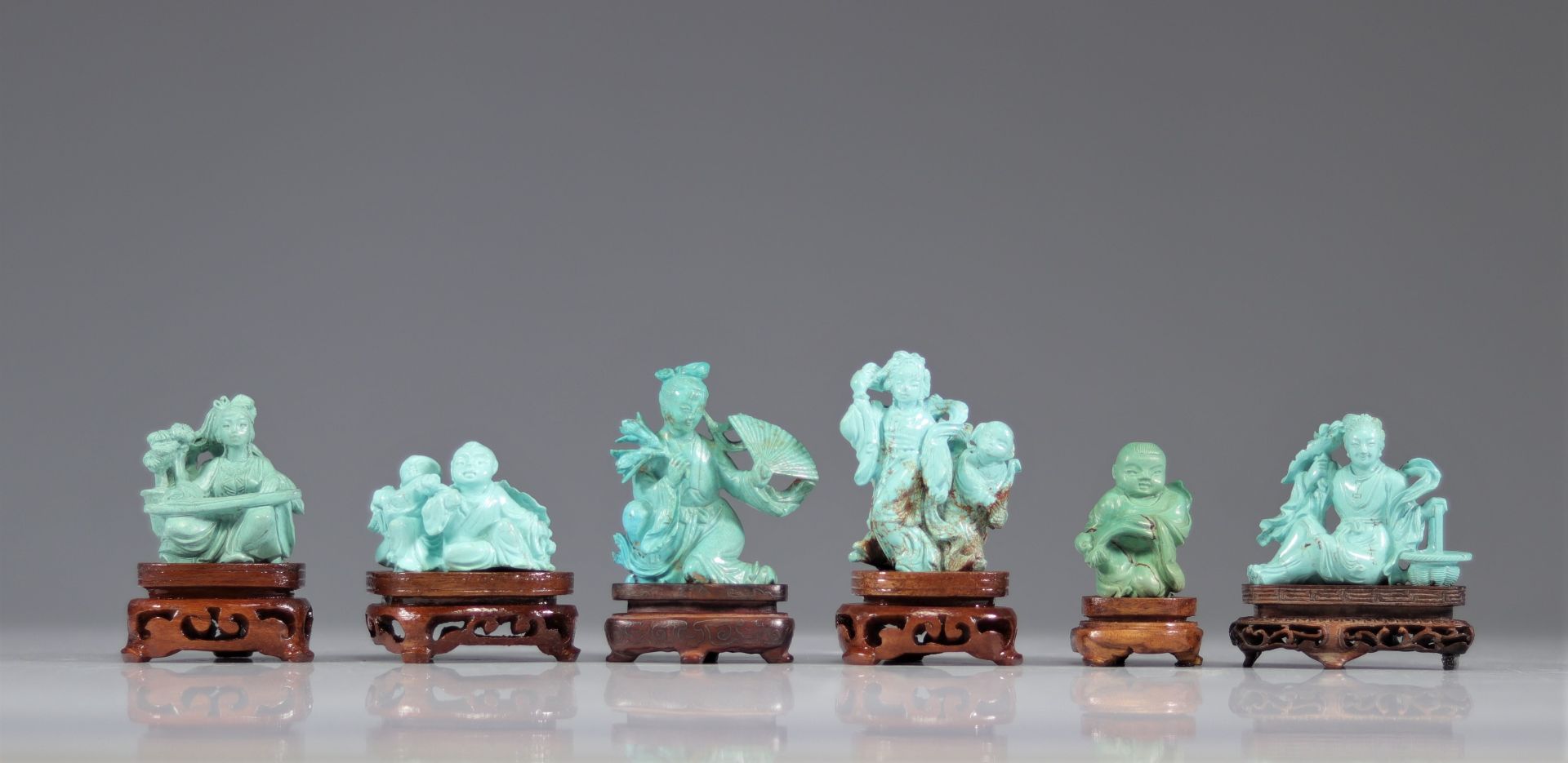 Lot of (6) Chinese Turquoise Sculptures