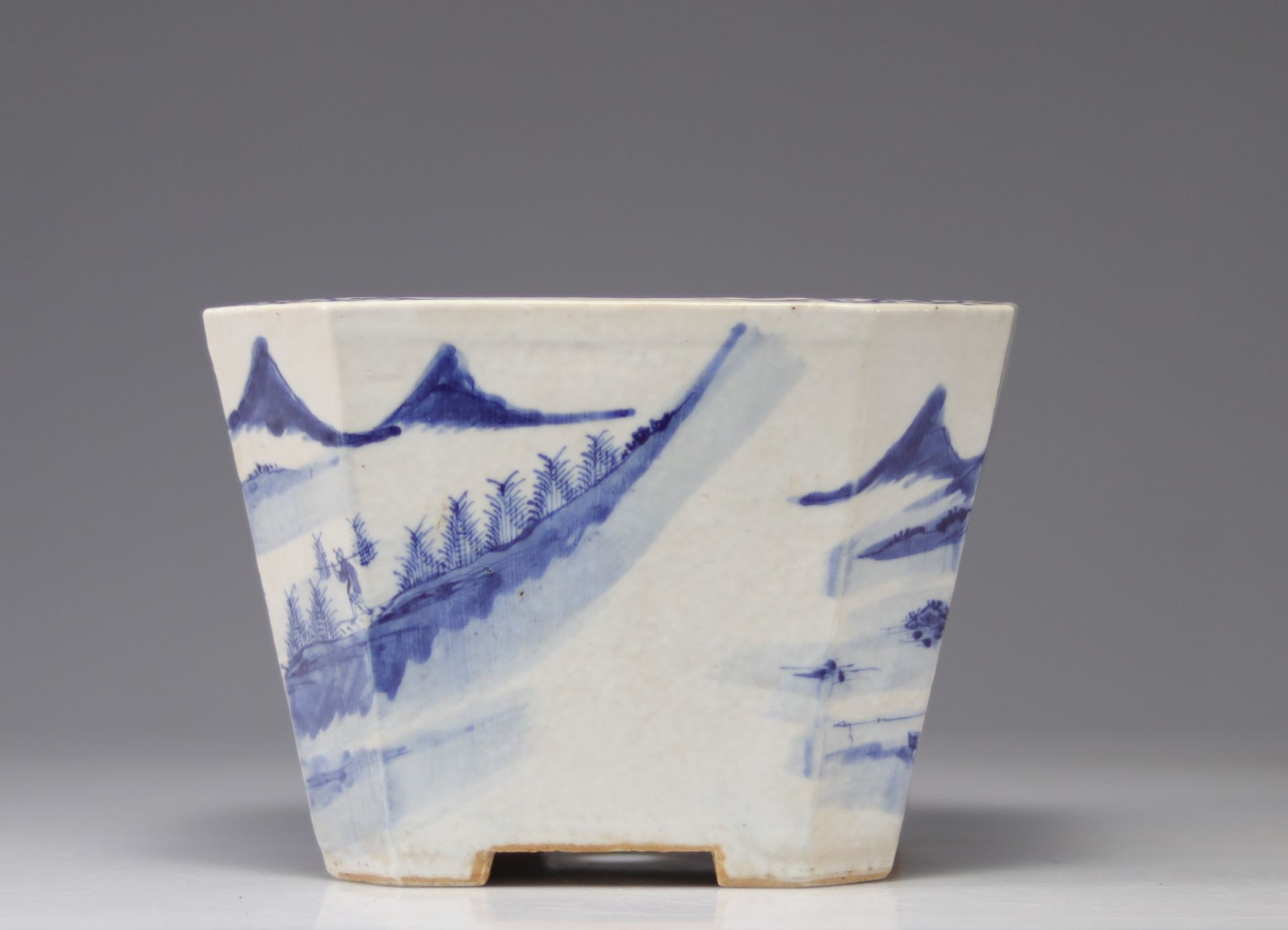 Blue white Chinese porcelain vase with Qing period landscape decoration - Image 3 of 6