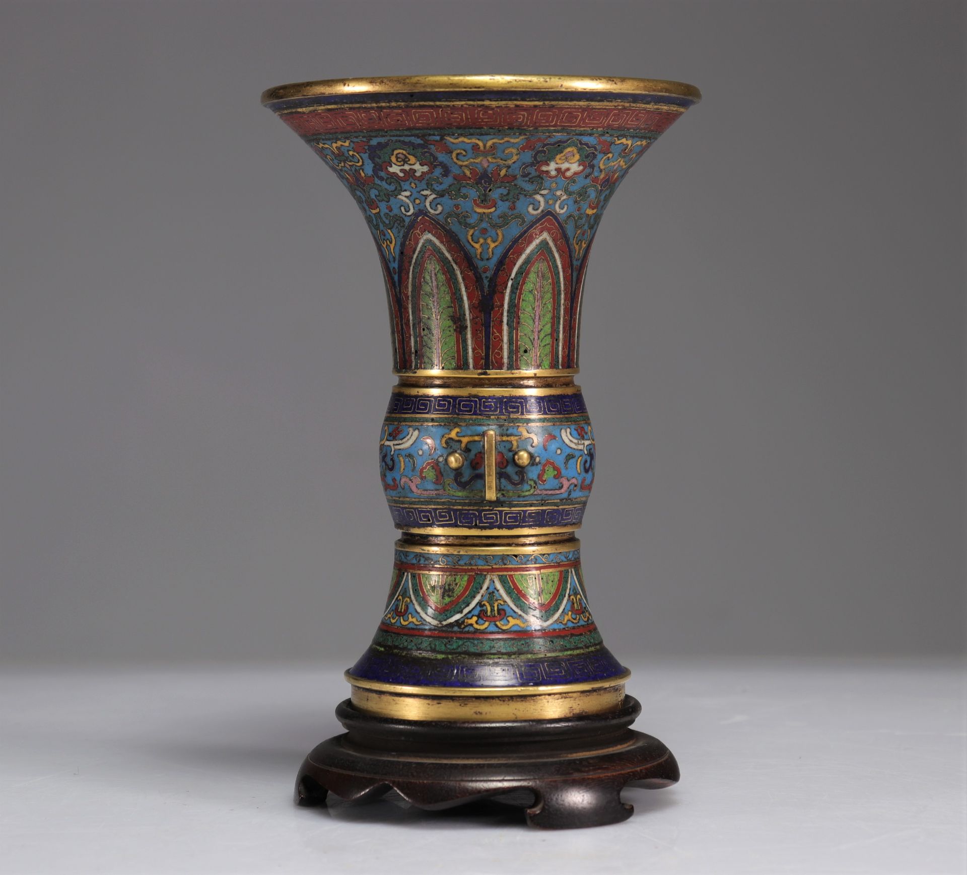 Gu vase in cloisonne bronze, archaic decoration, Qianlong period - Image 6 of 6