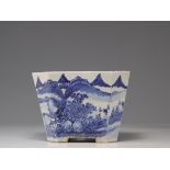Blue white Chinese porcelain vase with Qing period landscape decoration