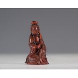 18th century Guanyin in carved blond horn
