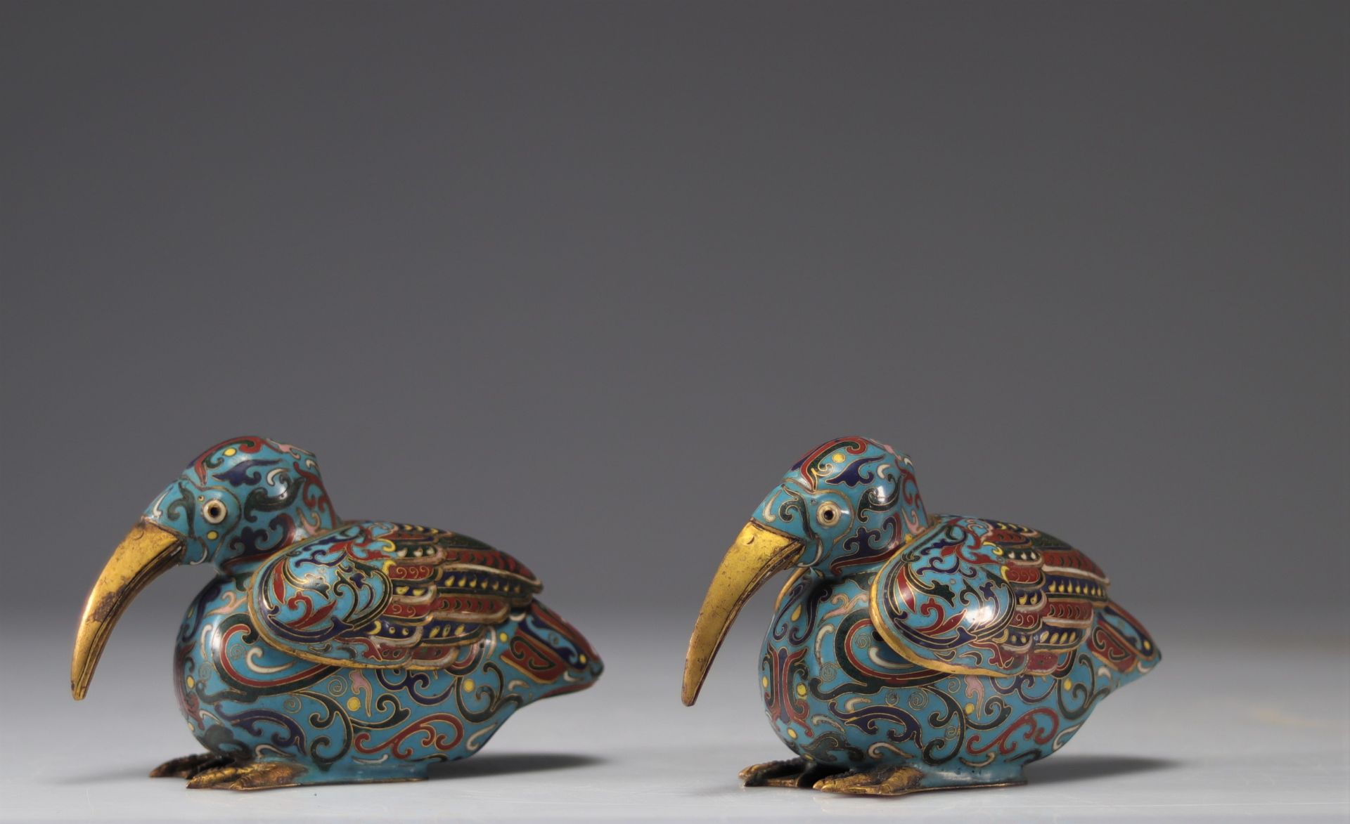 Pair of bronze cloisonne incense burners, Republic period