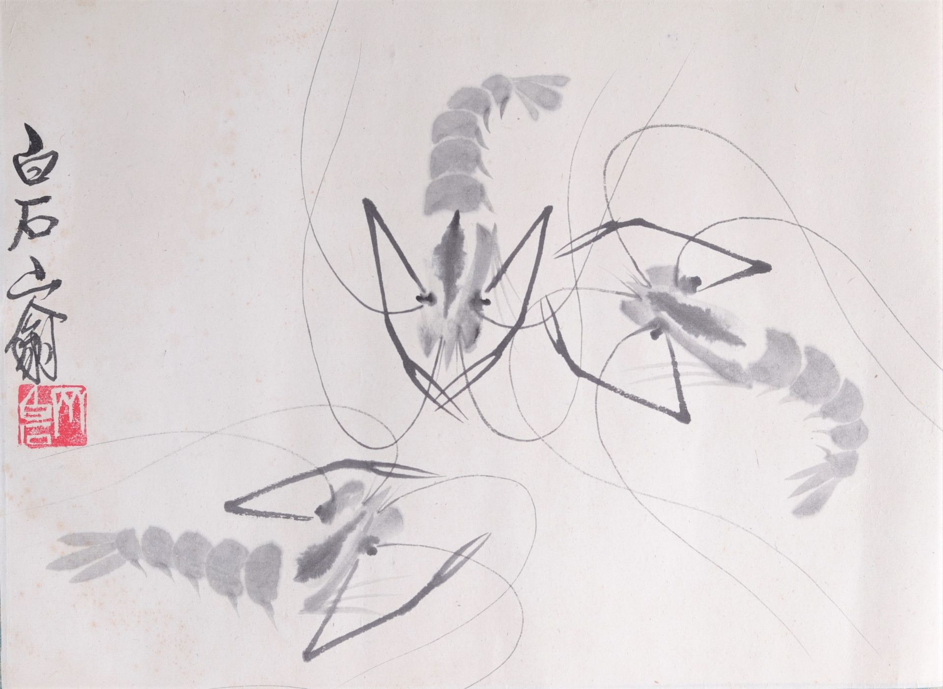 QI Baishi (1864-1957) Watercolor and ink on paper representing lobsters